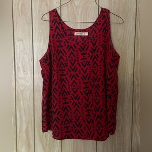 Pink and blue sleeveless blouse